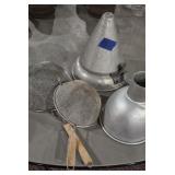 Three Commercial Strainers & One Large Funnel