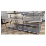 Two 10' Stainless Steel Tables and Shelves
