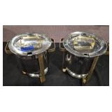 Two Stainless Steel Round Soup Chaffers