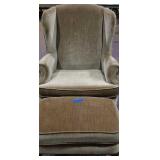 Vintage Wingback Armchair & Ottoman