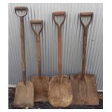 4 Vintage Shoves w/Wood 'D-Handles'
