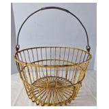 Vintage Yellow-Coated Wire Egg Gathering Basket