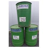 3 Green Metal Barrels & 2 Lids
