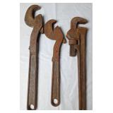 Ridgid Pipe Wrench, (2) 'Einhander' Pipe Wrenches