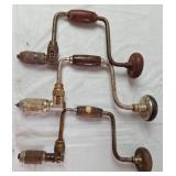 3 Vintage Bit Brace Hand Drills
