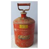 3-Gallon Red Metal Safety Gas Can, Vintage