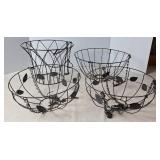 4 Black Wire Hanging Flower Baskets