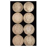 (8) Barber Silver Quarters