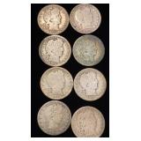 (8) Barber Silver Quarters