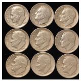 (9) Roosevelt Silver Dimes