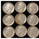 (9) Roosevelt Silver Dimes