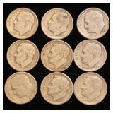 (9) Roosevelt Silver Dimes