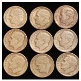 (9) Roosevelt Silver Dimes