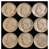 (9) Roosevelt Silver Dimes