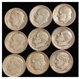 (9) Roosevelt Silver Dimes