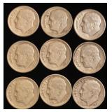 (9) Roosevelt Silver Dimes