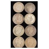 (8) Barber Silver Quarters
