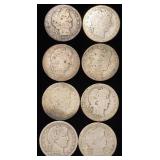 (8) Barber Silver Quarters