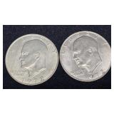 (2) 1972 Eisenhower Dollars (Type 2)