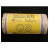 Unopened Roll Sacagawea Golden dollar Coins