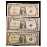 (3) Silver Certificate $1 bills