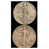 (2) Walking Liberty Half Dollar coins