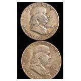 (2) Franklin Half Dollar coins