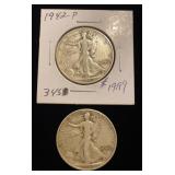 (2) Walking Liberty Half Dollar coins