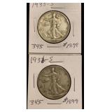 (2) Walking Liberty Half Dollar coins