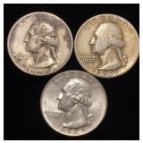 (3) Washington Silver Quarters