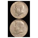 (2) Kennedy Half Dollars 40% Silver