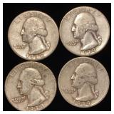 (4) Washington Silver Quarters