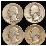 (4) Washington Silver Quarters