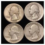 (4) Washington Silver Quarters