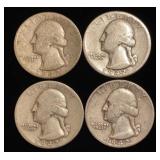 (4) Washington Silver Quarters