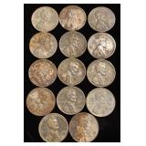 (14) 1943 Steel Lincoln pennies no mint mark