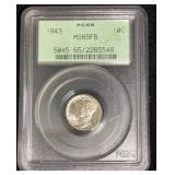 1943 Mercury Silver Dime PCGS MS65FB