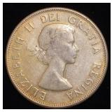 1959 Queen Elizabeth II 80% silver half dollar