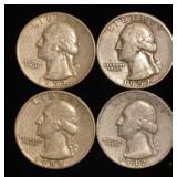 (4) Washington Silver Quarters