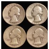 (4) Washington Silver Quarters