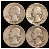 (4) Washington Silver Quarters