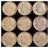 (9) Roosevelt Silver Dimes