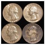 (4) Washington Silver Quarters