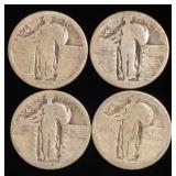(4) Standing Liberty Silver Quarters; type 2