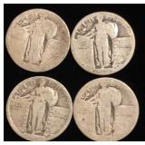(4) Standing Liberty Silver Quarters; type 2