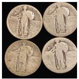 (4) Standing Liberty Silver Quarters; type 2