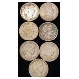 (7) Barber Silver Quarters
