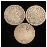 (3) Seated Liberty Dimes