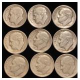 (9) Roosevelt Silver Dimes