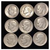 (9) Roosevelt Silver Dimes